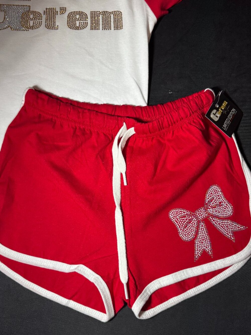 Get'em Proseries Bow Rhinestone Shorts Red